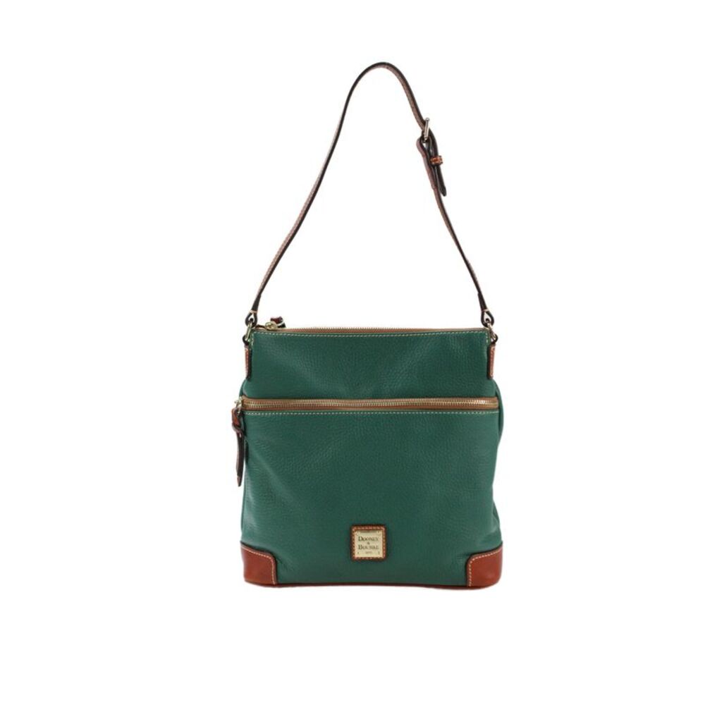 Dooney & Bourke Womens Leather Multi Zip Shoulder Handbag Green